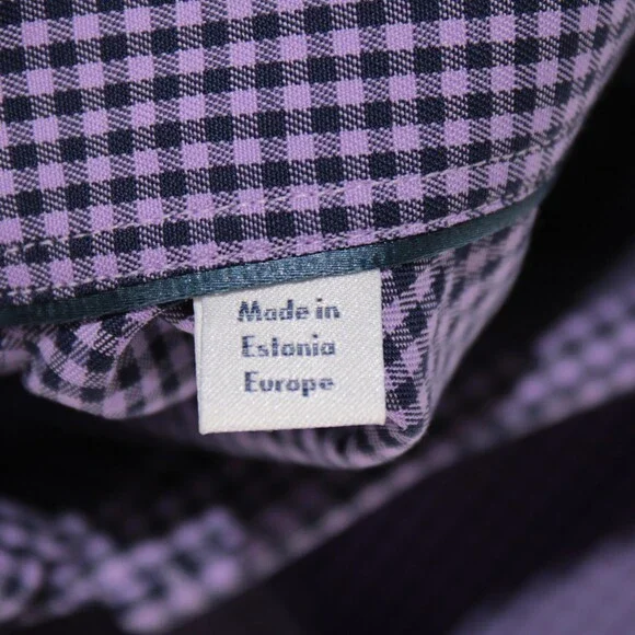 Eton NWT Casual Button Down Shirt Size 38 15 S Slim Fit in Purple/Blue Check